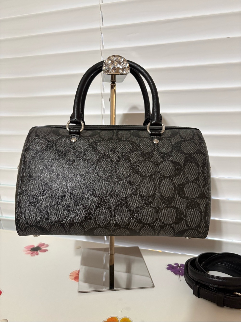 Coach Black Signature Canvas Rowan Satchel With Matching Wallet - Picture 7 of 12